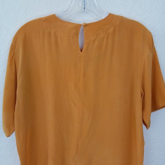 Stunt Collection Mustard 100% Silk Embroidered Top - Picture 10 of 13